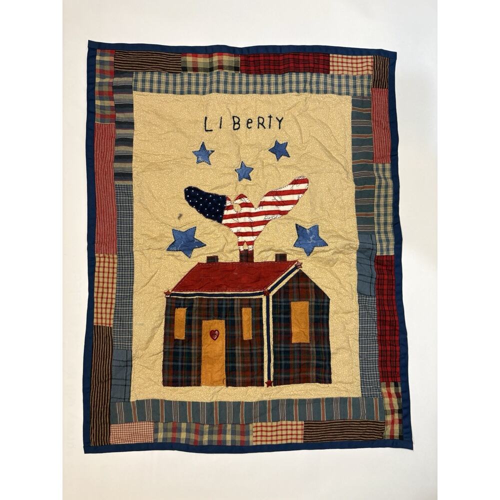 Primitive America Flag Banner USA Quilted Fabric Independence Day Liberty Retro - Picture 10 of 10